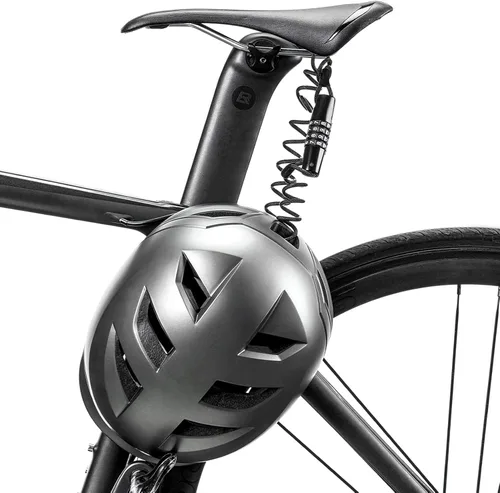 Miniatura 5 de ROCKBROS Cerradura de casco de motocicleta con bloqueo de cable retráctil de 4 dígitos para bicicletas, cochecitos, equipaje