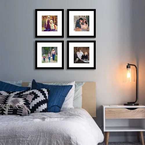 Miniatura 6 de Pojah - Juego de marcos de fotos cuadrados con estera para exhibir fotos de 5x5 o 8x8, vidrio de PVC, para decoración de pared en el hogar u oficina
