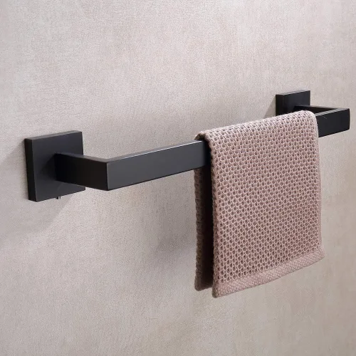 Miniatura 2 de TASTOS Toallero individual negro de 16 pulgadas, barra de toalla de baño SUS 304 de acero inoxidable resistente, toallero de cocina, soporte