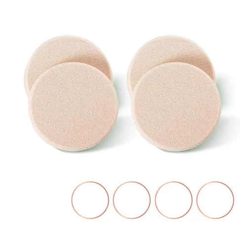 Miniatura 3 de OWLFAVO 2 esponjas de maquillaje redondas con 1 estuche de viaje, imprimación facial de belleza compacta, esponja de repuesto para base cosmética