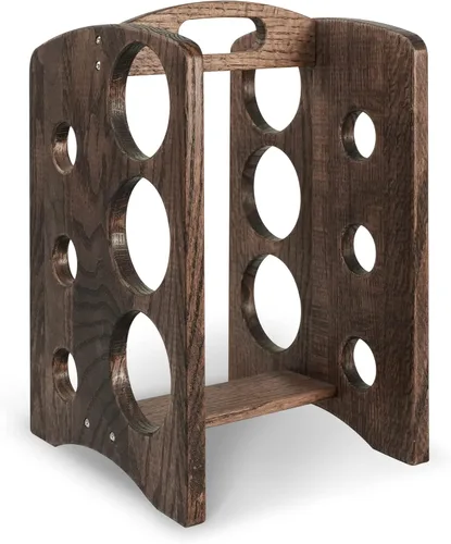 Miniatura 8 de CONSDAN Estante de vino, encimera de estantes de vino, soporte para botellas de vino de roble cultivado en Estados Unidos, soporte de soporte