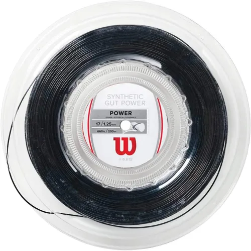 Miniatura 2 de WILSON Synthetic Gut Power - Cordaje para raqueta de tenis, juego y carrete de 200 m, calibre 16 y 17 Negro