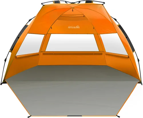 Miniatura 12 de OutdoorMaster Tienda de campaña de playa para 3-4 personas, fácil instalación y portátil, toldo de refugio solar con protección UV UPF 50+, tragaluz