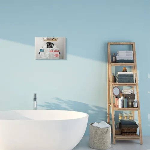 Miniatura 3 de Stupell Industries Baño Pug Daily Toilet Briefing Dog Humor, diseñado por Ziwei Li Art, 10 x 15, placa de pared