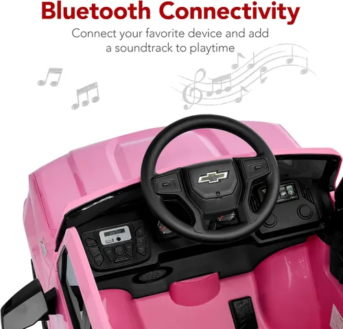 Miniatura 6 de Best Choice Products Camión Chevrolet Silverado con licencia de 12 V, juguete eléctrico para automóvil con control remoto para padres, Rosa