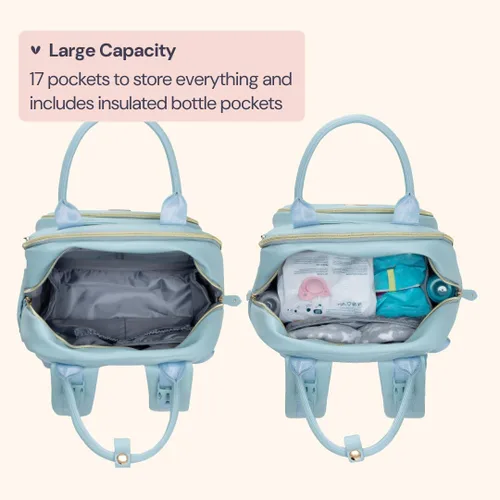 Miniatura 36 de BabbleRoo - Mochila para pañales - Bolso de viaje con artículos esenciales para bebés - Mochila multifunción resistente al agua, bolso de viaje