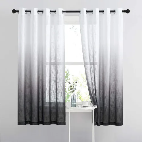 Miniatura 30 de NICETOWN Cortinas de lino sintético degradado para sala de estar, estilo noble con ojales, cortinas semitransparentes para niños, cortinas de Morado