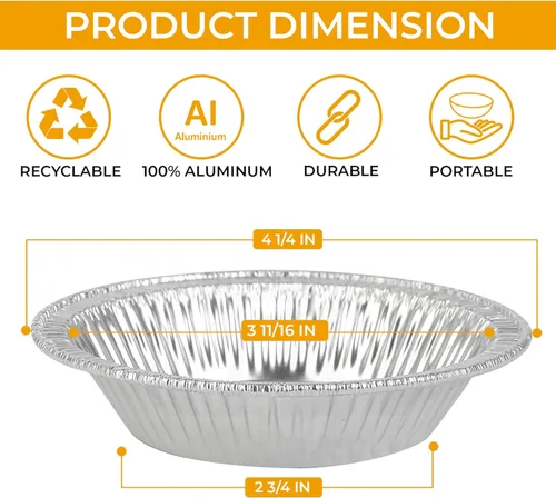 Miniatura 5 de Moldes desechables de papel de aluminio para hornear de 4-1/4 pulgadas, moldes para tartas, sartén pequeña, fabricados en Estados Unidos