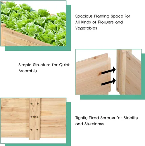 Miniatura 3 de Kit de jardinería Giantex, tipo cama de madera, para cultivar plantas y vegetales, Madera