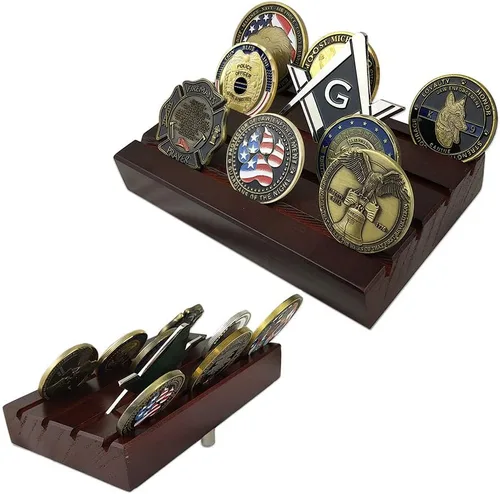 Miniatura 5 de ASmileIndeep Exhibición de monedas de desafío de 5 filas y estante para monedas de desafío de 4 filas