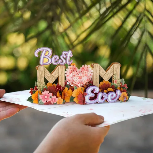 Miniatura 3 de Paper Love Frndly - Tarjeta desplegable 3D para el día de la madre, la mejor mamá del mundo, para madre, esposa, cualquier persona, 100% reciclada