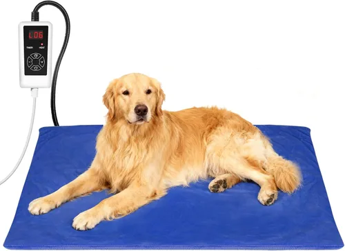 Miniatura 8 de RIOGOO Almohadilla térmica para mascotas, almohadilla térmica eléctrica para perros y gatos con temporizador, manta térmica para perros con 6 Azul