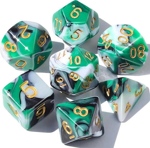 Miniatura 28 de CiaraQ DND Juego de Dados Poliédricos para Dungeons and Dragons RPG MTG Juegos de Mesa de Rol - con 1 Bolsa de Dados (Aguamarina + Brillantina)