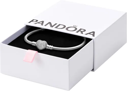 Miniatura 3 de Pandora Moments - Pulsera de cadena de serpiente con cierre de corazón brillante