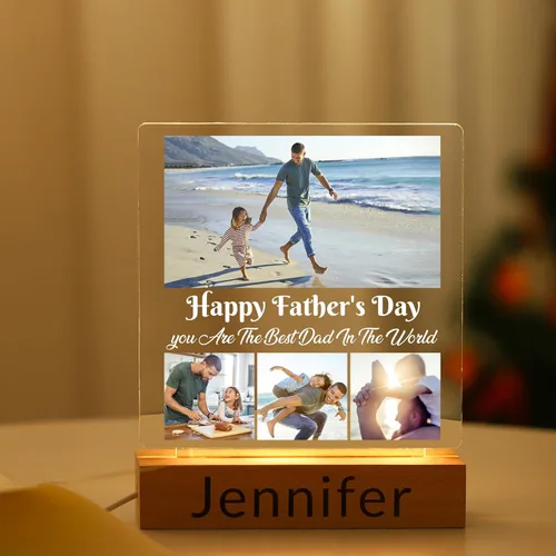 WSYEAR Regalos Personalizados del Día del Padre y Cumpleaños para Papá de Esposa e Hija, Regalos Personalizados para Papá de Hijo e Hijos, Placa