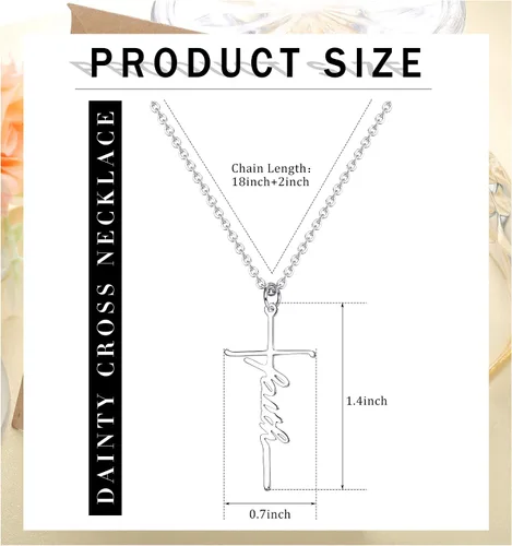 Miniatura 5 de Jewenova Collar de cruz de fe, collar con colgante de fuerza de esperanza amada, joyería religiosa, regalo para mujer, collar de cadena con colgante