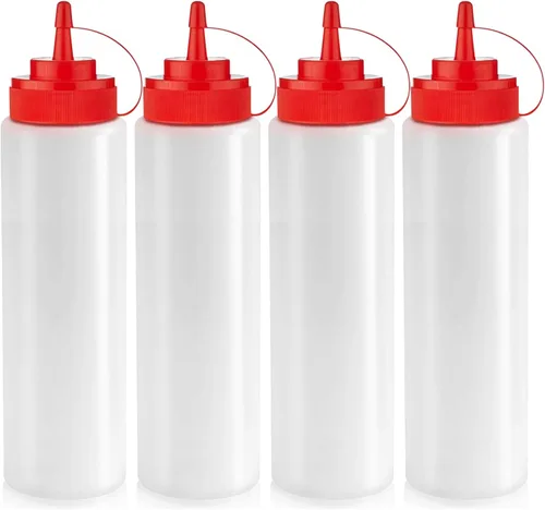 Miniatura 3 de Botellas de condimento Norcalway de 12 onzas para salsas - Botellas de chorro a prueba de fugas para aceite, jarabe, aderezo - Paquete de 3