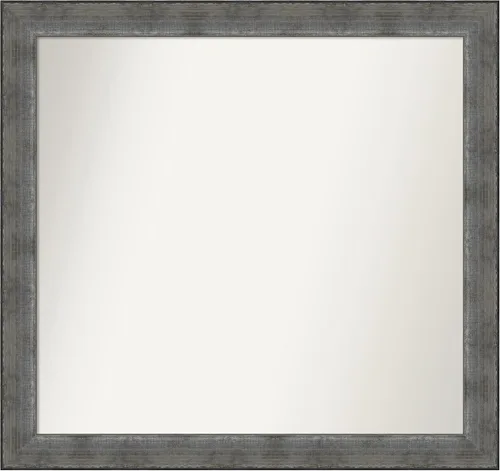 Miniatura 54 de Amanti Art Espejo de baño plateado para sobre el fregadero, 24 x 24 pulgadas, espejo cuadrado de peltre forjado a medida, marco de madera casual