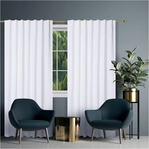 Miniatura 8 de HOMIDATE Juego de cortinas de algodón blanco de 2 a 50 x 63 pulgadas de largo, cortinas texturizadas para dormitorio, sala de estar, cocina, paneles