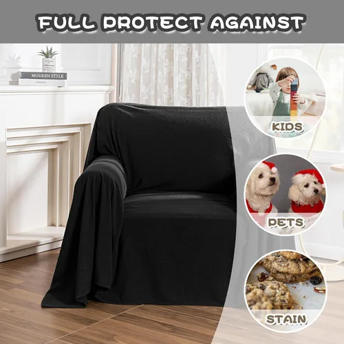 Miniatura 3 de MYSKY HOME Fundas negras para sofá reclinable, funda de sofá modular antideslizante para perro, fundas de sofá para sofá, protector de sofá