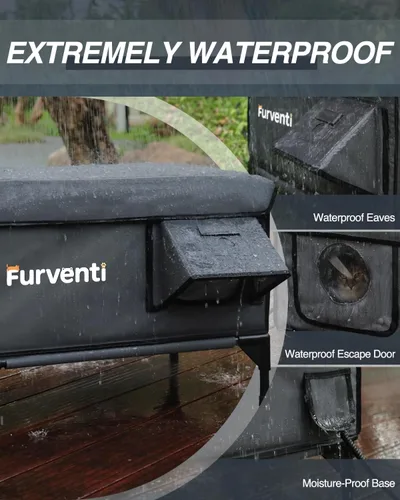Miniatura 3 de Casa climatizada para gatos para exteriores, soportes de doble cámara, 100% resistente a la intemperie y extremadamente aislada, refugio elevado
