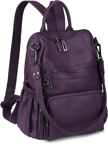 Miniatura 11 de Uromee Mochila de Viaje Monedero para Mujeres Cuero Vegano Damas Moda Borla Bolsa de Hombro Convertible, Grande, Mochilas Daypack