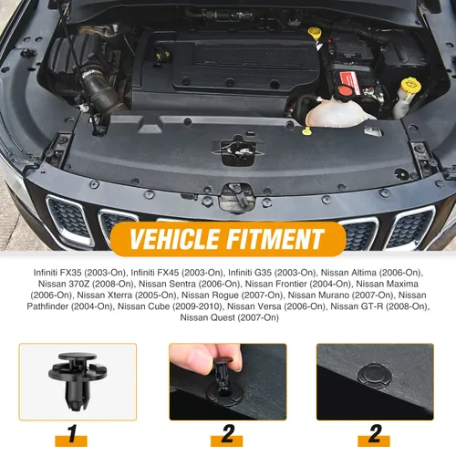 Miniatura 48 de Nissan o universal Pasadores de retén tipo empuje para guardabarros (Tamaño del agujero 8 mm, diámetro de la cabeza 20 mm, longitud del tallo 9 mm)