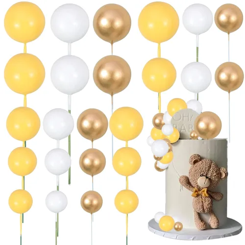 Miniatura 48 de Gyufise 30 Piezas Bolas Topper para Pastel DIY Insertables para Pastel Palillos de Bolas para Pastel Topper para Cupcakes para Fiesta de Cumpleaños