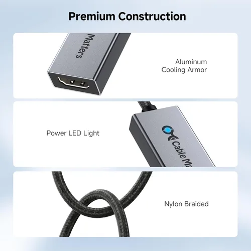 Miniatura 6 de Cable Matters Adaptador unidireccional USB C a HDMI 2.1 de 48 Gbps para macOS, soporta 8K @60Hz / 4K @240Hz HDR, adaptador Thunderbolt 5 a HDMI,