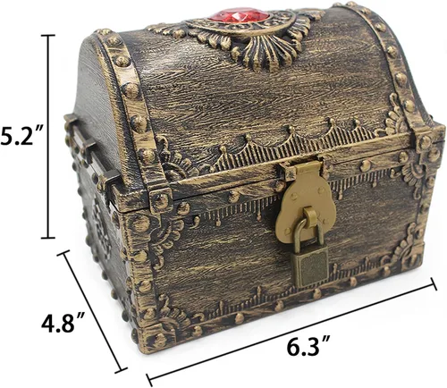 Miniatura 4 de Cofre del tesoro para niños, cofre de pirata de juguete de plástico decorativo, caja de almacenamiento de colección de tesoros del profesor