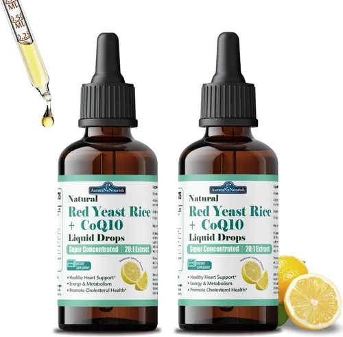 Miniatura 10 de Arroz de levadura roja liposomal con gotas líquidas Coq10, 5 en 1 extra fuerte 1200 mg de colesterol y apoyo cardíaco con ácido alfa lipoico