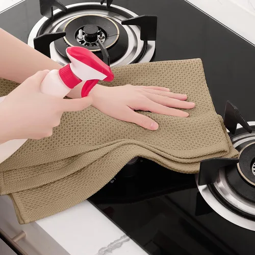 Miniatura 144 de Homaxy Trapos de cocina de 100% algodón, tejido de punto gofre, ultrasuaves, absorbentes y de secado rápido, 12 x 12 pulgadas, paquete de 6, blanco
