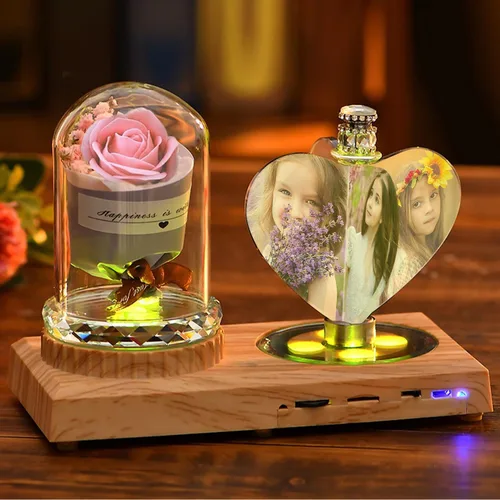 Miniatura 11 de Impresión de cristal con tu foto, decoración de escritorio de oficina, regalo personalizado sobre marco transparente de vidrio con soporte, rosa