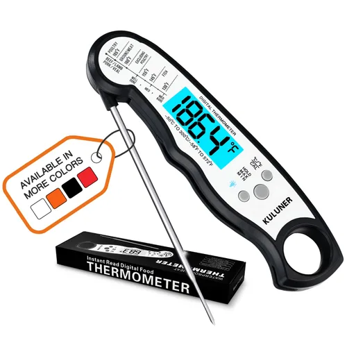 Miniatura 9 de KULUNERKULUNER - Termómetro digital impermeable de lectura instantánea de carne con sonda plegable de 4.6 pulgadas
