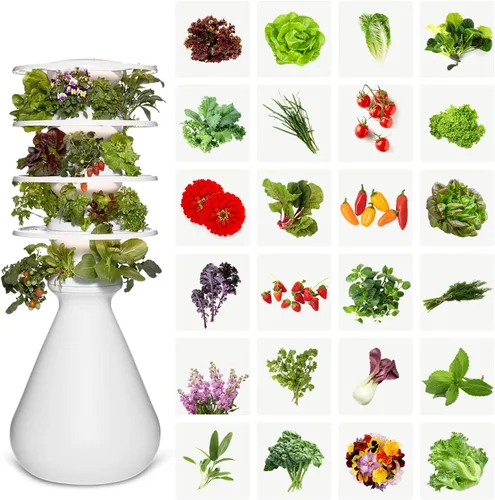 Miniatura 10 de Kit de inicio Lettuce Grow Farmstand con anillos luminosos y 12 créditos para plántulas Pequeño kit de sistema de cultivo hidropónico Torre