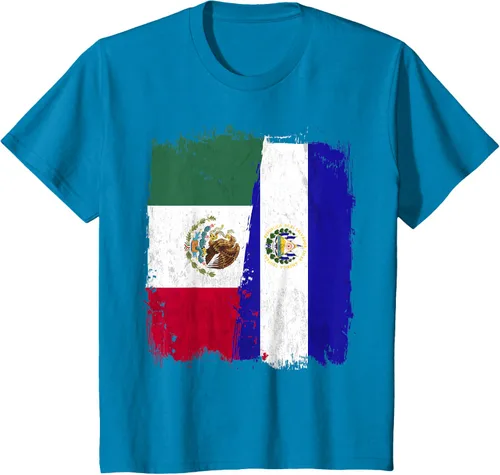 Miniatura 53 de Camiseta con la bandera mexicana de El Salvador con la mitad de la bandera mexicana de El Salvador