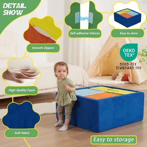 Miniatura 3 de 6 Piezas Bloques de Escalada de Espuma con Piscina de Pelotas, Juego Suave de Escalada para Niños Pequeños, Juguetes de Escalada para Bebés