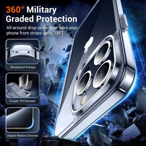 Miniatura 3 de Funda transparente diseñada para iPhone 15 ProMax, transparente, no amarillea, protección contra caídas de grado militar, delgada, a prueba