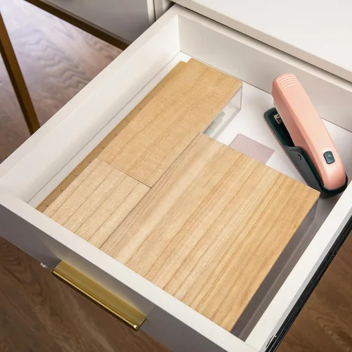 Miniatura 6 de Martha Stewart Brody - Contenedores organizadores de plástico con tapas de madera de paulownia para oficina en casa, cocina o baño, paquete de 3