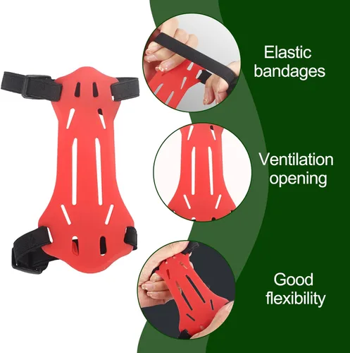 Miniatura 3 de Paquete de 2 protectores de brazo de goma con arco para jóvenes, protectores ajustables para antebrazo, 2 correas de hebilla para niños y jóvenes