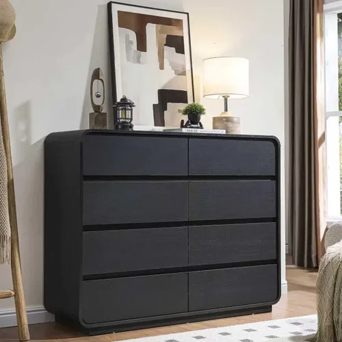 Miniatura 16 de Standifurno Cómoda de 29.5'' de Ancho para Clóset, Cajones Negros con Diseño Curvo, Cajonera con 5 Cajones, Cajón Vertical con Amplio