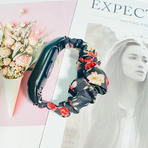 Miniatura 4 de Paquete de 2 bandas compatibles con Amazfit Band 5/Mi Band 5/Mi Band 6 para mujeres y niñas, bandas elásticas de tela suave con patrón impreso