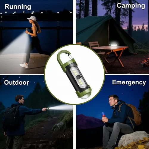 Miniatura 7 de Paquete de 5 linternas recargables de llavero, mini linternas EDC de alto lumen con 4 modos de luz, mini llavero LED linterna USB para camping