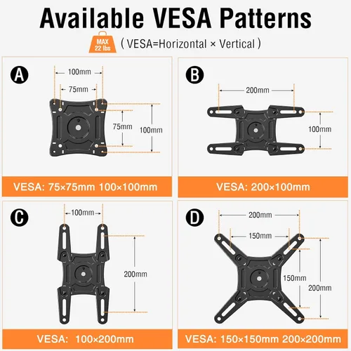 Miniatura 8 de ELIVED Soporte de techo abatible para TV para la mayoría de televisores de 14 a 40 pulgadas, soporte de TV plegable para techo plano y inclinado