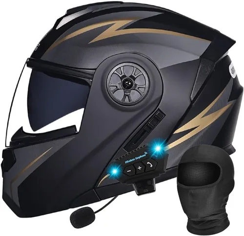 Miniatura 13 de Casco Modular de Motocicleta Bluetooth Aprobado DOT/ECE de Cara Completa Abatible Anti-Empañamiento Doble Visera Casco con Altavoz Dual Incorporado