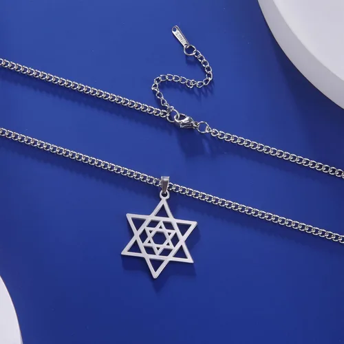 Miniatura 5 de EUEAVAN Collar con dije de estrella de David contra el mal de ojo de seis puntas con dije de estrella de David, hexagrama demoníaco religioso