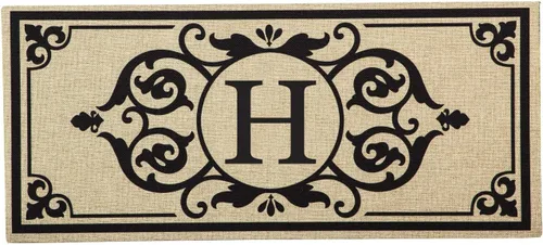 Miniatura 11 de Evergreen Flag Cambridge Monogram Letra A Burlap Sassafras Switch Mat 22" x 10
