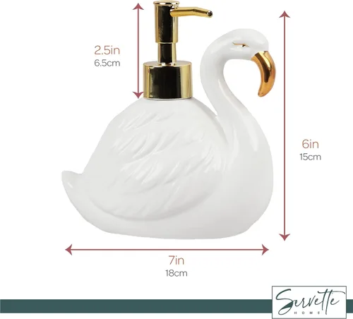 Miniatura 5 de Dispensador de jabón flamenco con bomba para fregadero de baño o cocina, cisne blanco