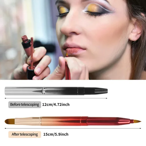 Miniatura 2 de Unaone [Paquete de 2] Cepillo de labios para lápiz labial, cepillos de labios retráctiles, cepillo de maquillaje de doble extremo para lápiz labial