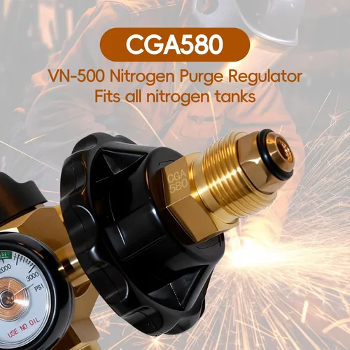 Miniatura 4 de Regulador de purga de nitrógeno VN-500, válvula de control de purga de nitrógeno de alta precisión con presión de prueba de 500 PSI, control